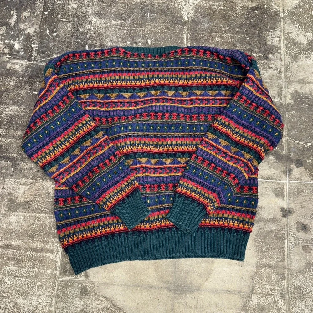 Vintage Tango by Max Raab Men's Knit Pullover Sweater Multicolor Crew Neck XL